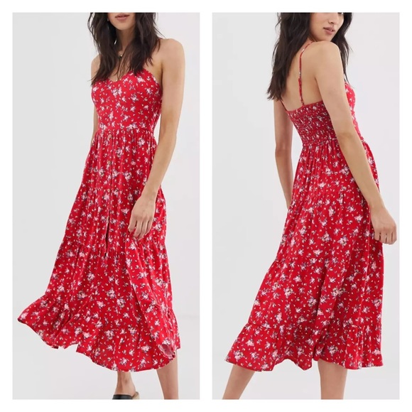 Band Of Gypsies Floral Tiered Midaxi Dress XS - Picture 12 of 12